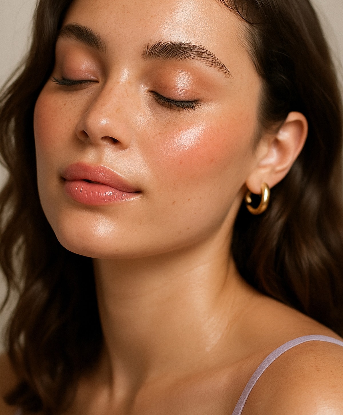 Close-up of a woman with natural makeup.