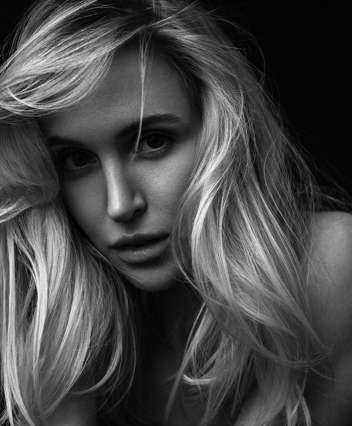 Black and white portrait of a woman.