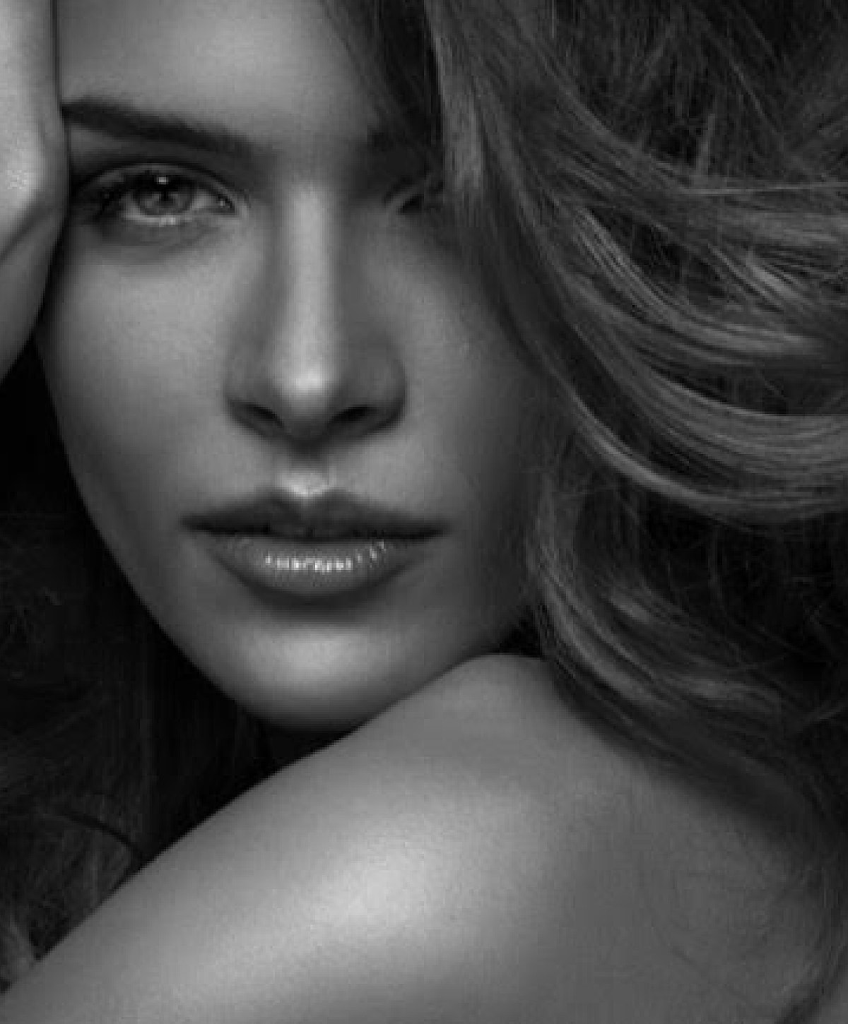 Black and white portrait of a woman.