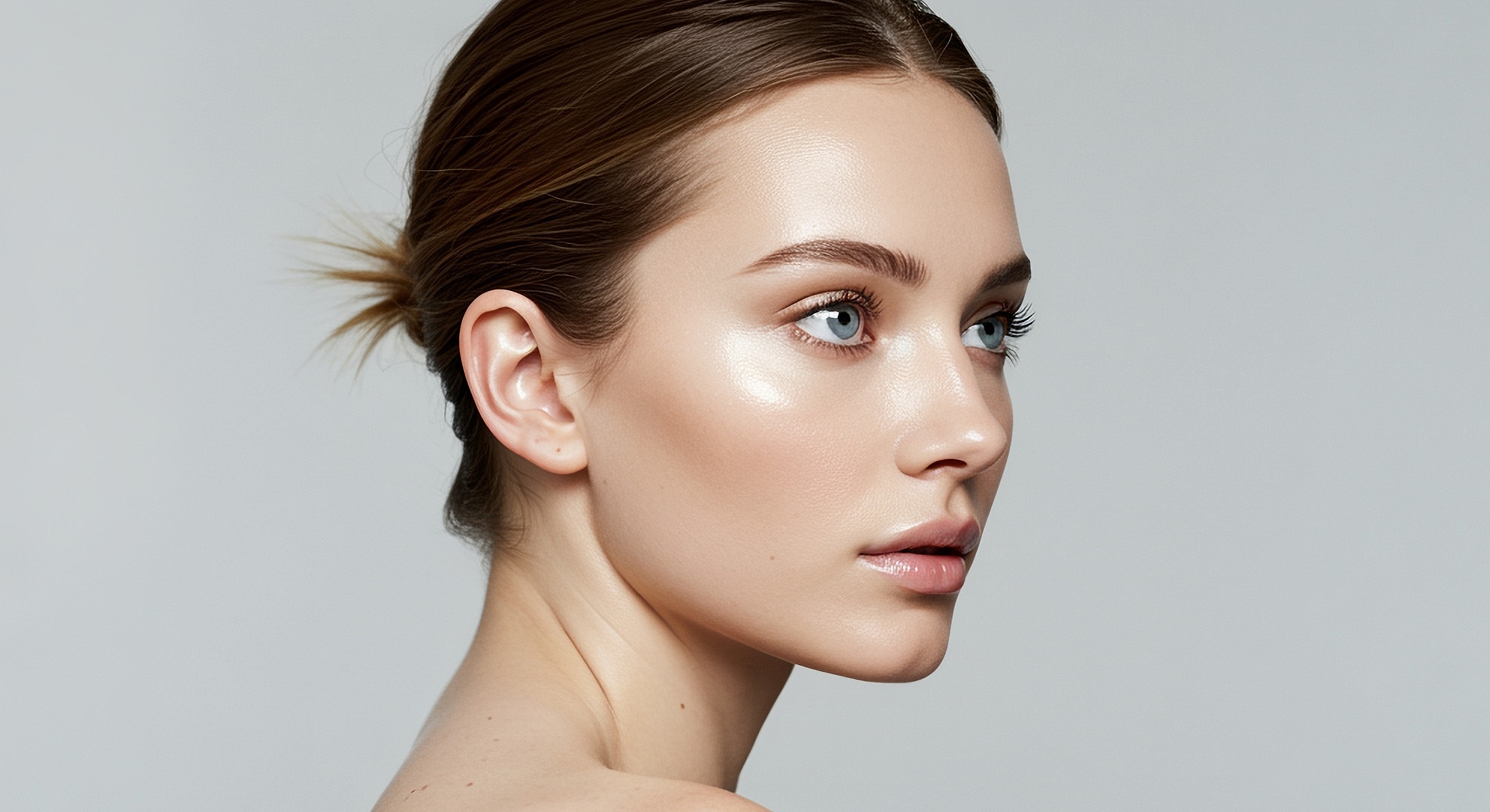 Profile of a woman with glowing skin.
